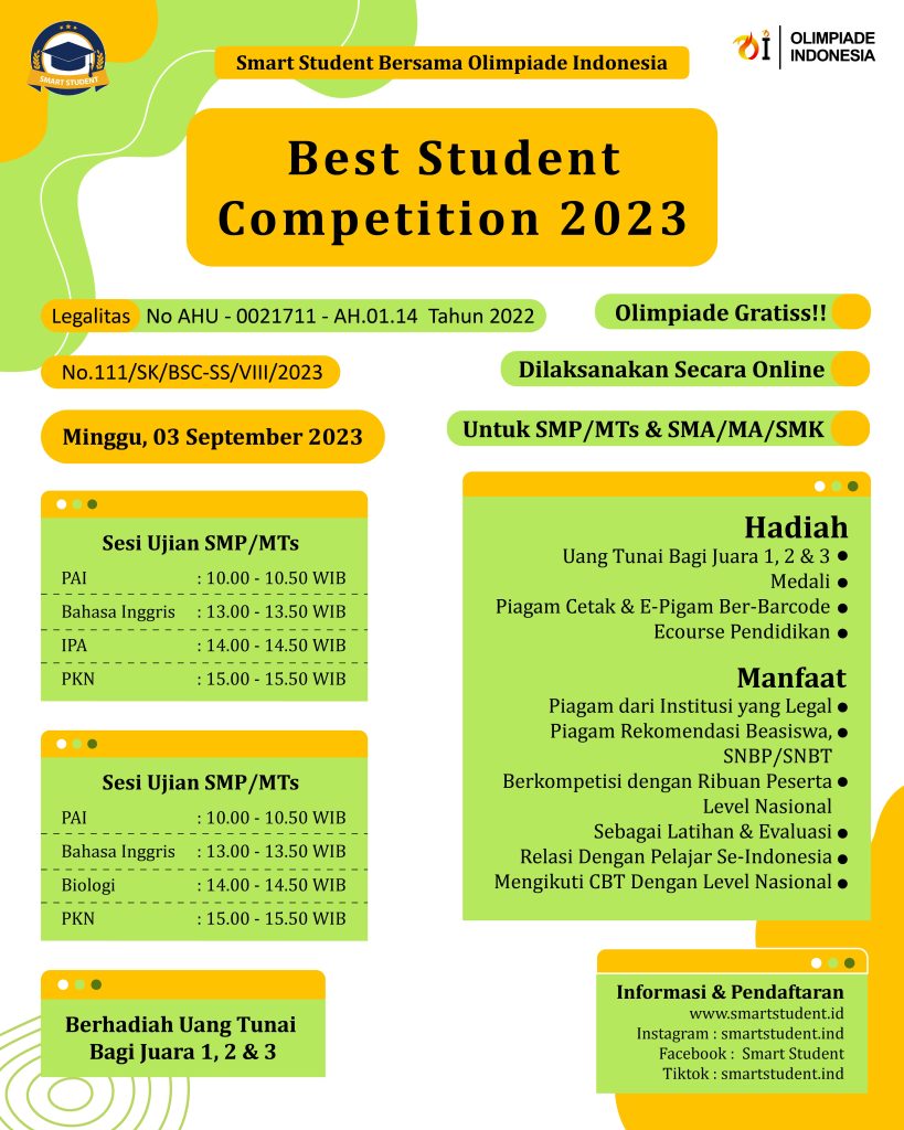 Best Student Competition 2023 ( SS x OI) Smart Student